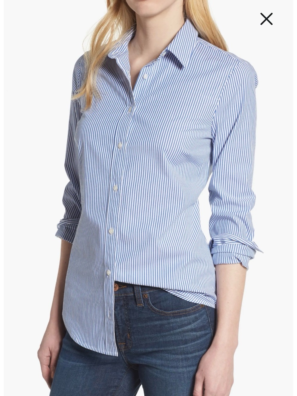 J. Crew Blue and White Striped Button-Down Shirt